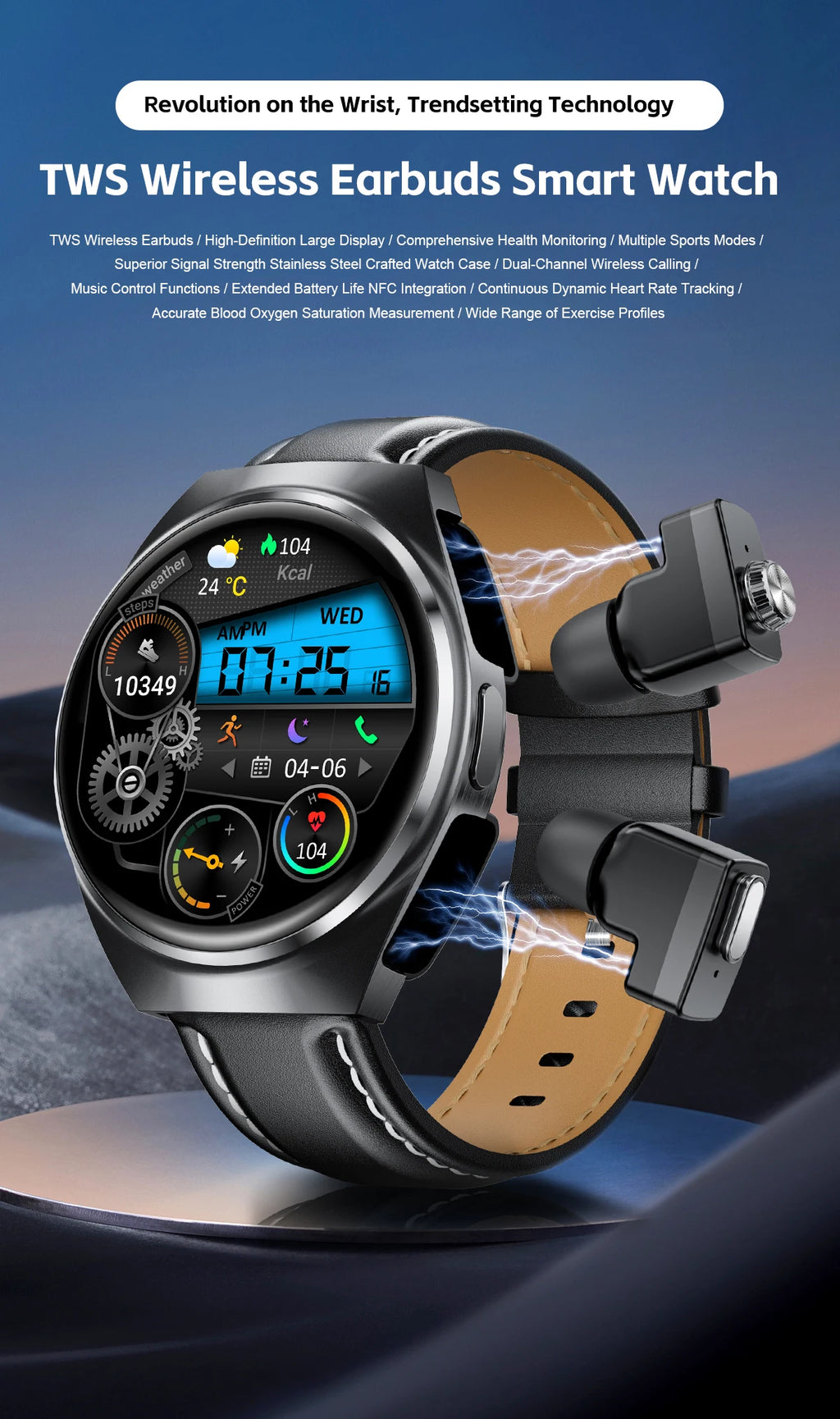 Xiaomi New 2 in 1 Smart Watch With Earbuds Smartwatch TWS Bluetooth Earphone
