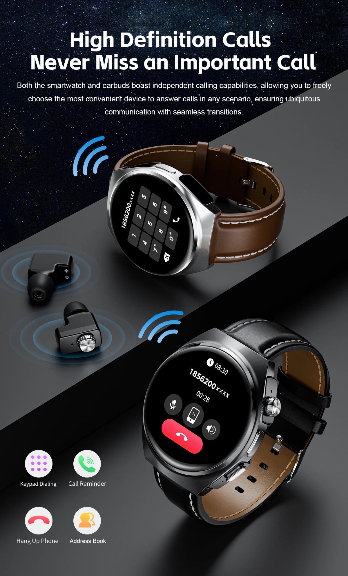 Xiaomi New 2 in 1 Smart Watch With Earbuds Smartwatch TWS Bluetooth Earphone