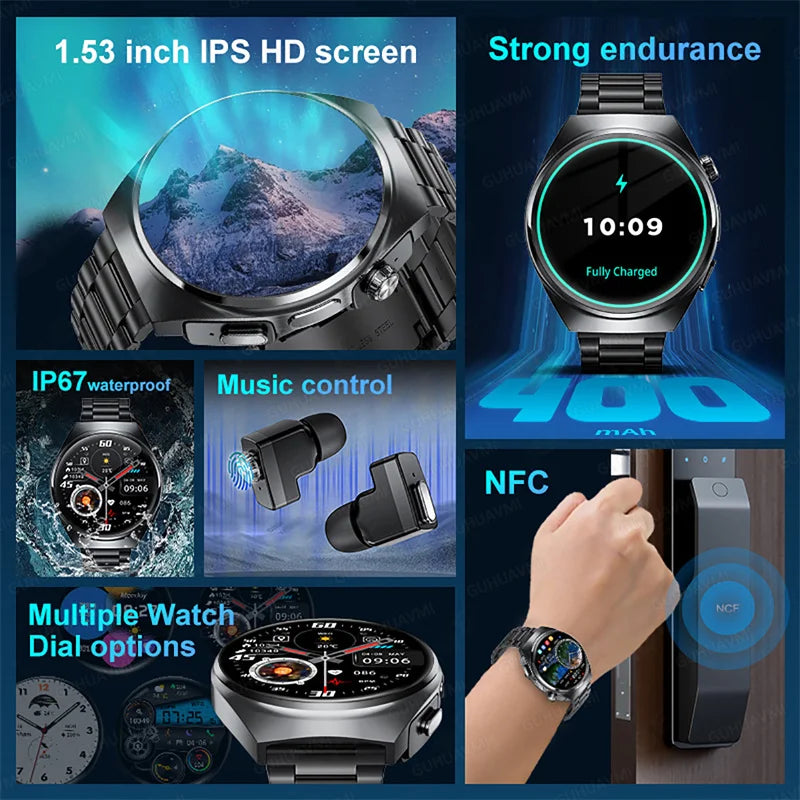 Xiaomi New 2 in 1 Smart Watch With Earbuds Smartwatch TWS Bluetooth Earphone